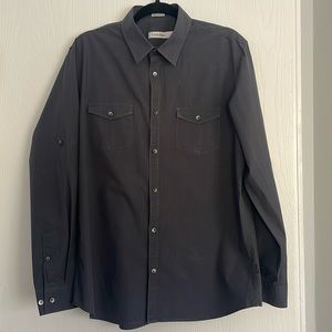 Men’s Calvin Klein Button Down Shirt Size Large Dark Grey